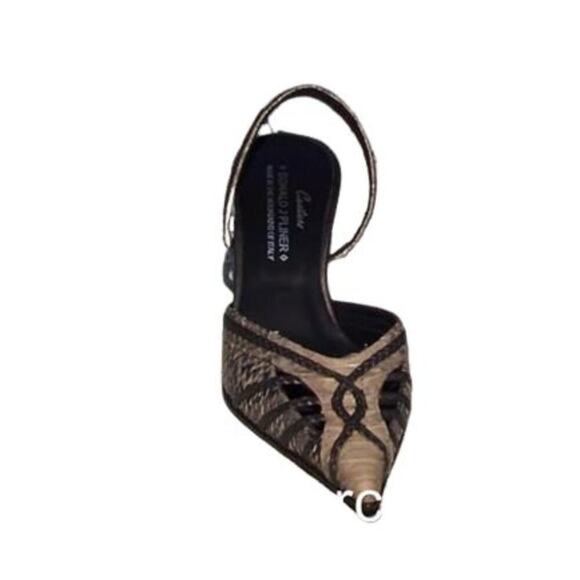 Donald Pliner Hand Painted Cobra Leather Shoe New Pointy Toe Sling Back $265 NWT - Picture 6 of 6
